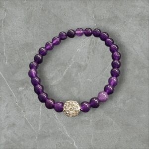2 LEFT! Amethyst Beaded Stretchy Bracelet